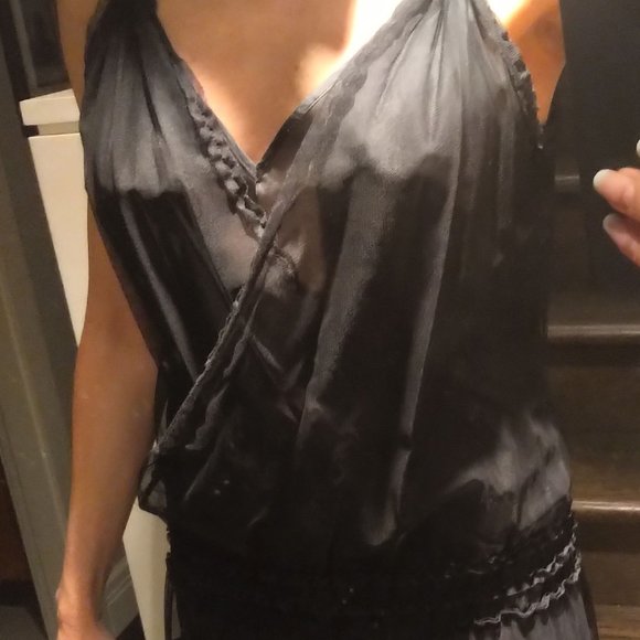 NWT  MAX STUDIO "Special Edition" Silk Nylon Boho Style Midi Dress Black Small - Picture 4 of 11